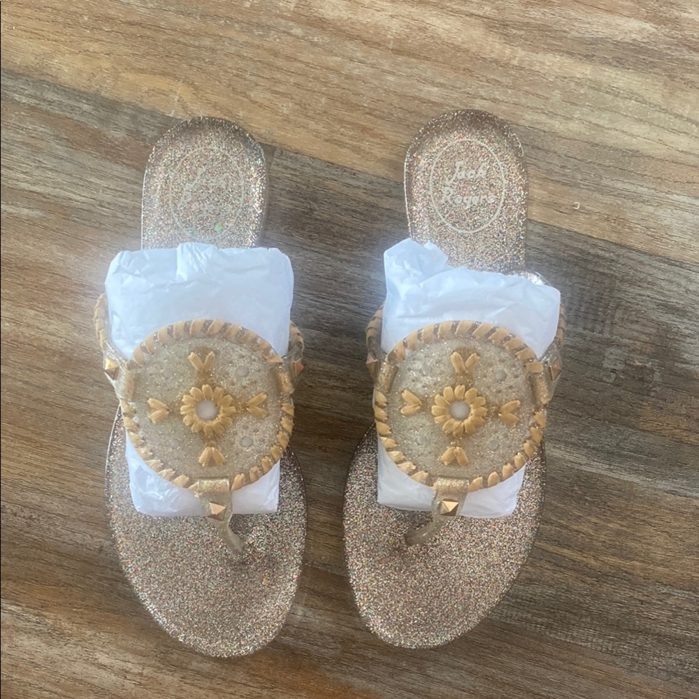 Jack Rogers Gold Glitter Sandals